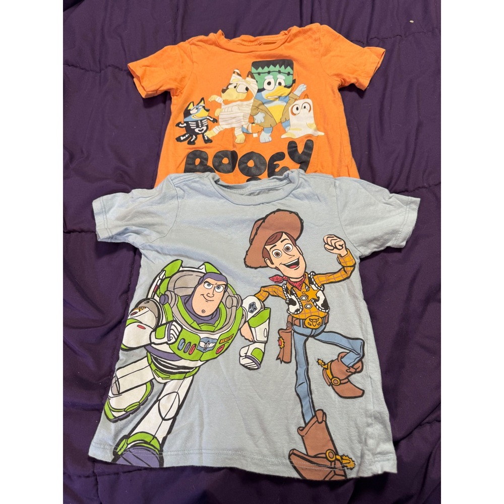 Disney Toy Story Buzz Woody & Bluey Halloween Booey Graphic T-Shirt Bundle 4T